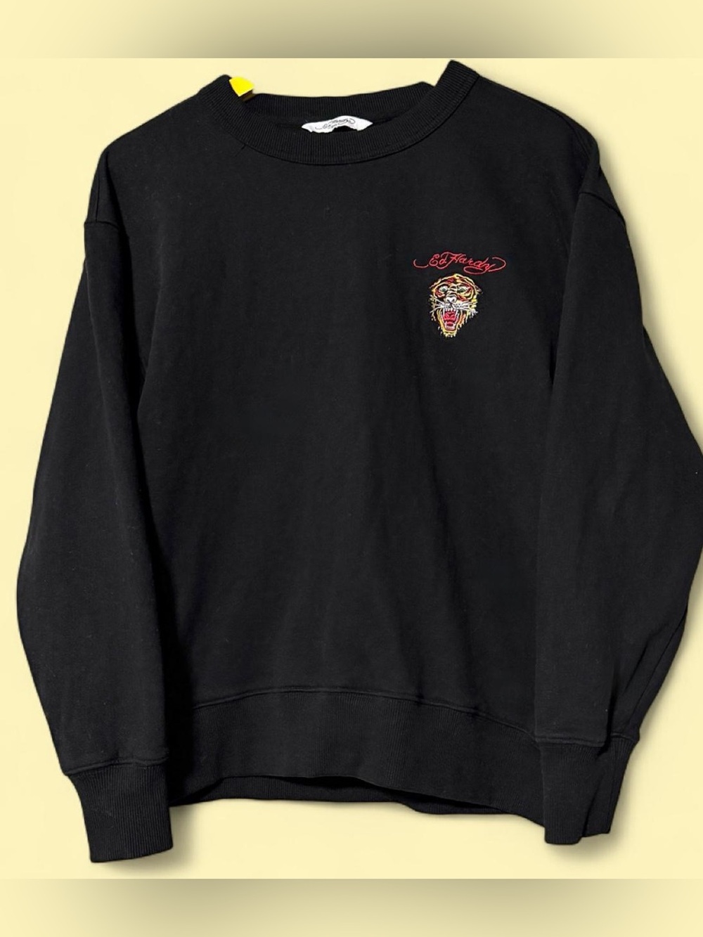 Ed Hardy black crewneck sweatshirt with red embroidery Size M